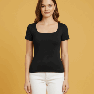 Blusa Feminina Decote Quadrado Manga Curta
