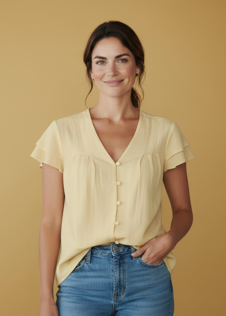 Blusa Feminina Amarela Gola V