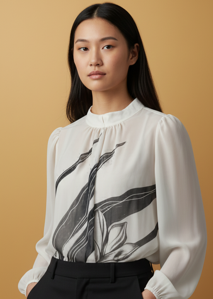 Blusa de Viscose Estampa Abstrata