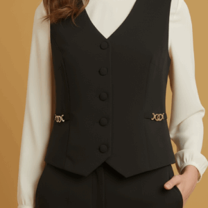 Colete Feminino Mila - Tecido Premium e Detalhe de Corrente