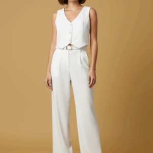 Conjunto Off-White Colete e Calça Pantalona