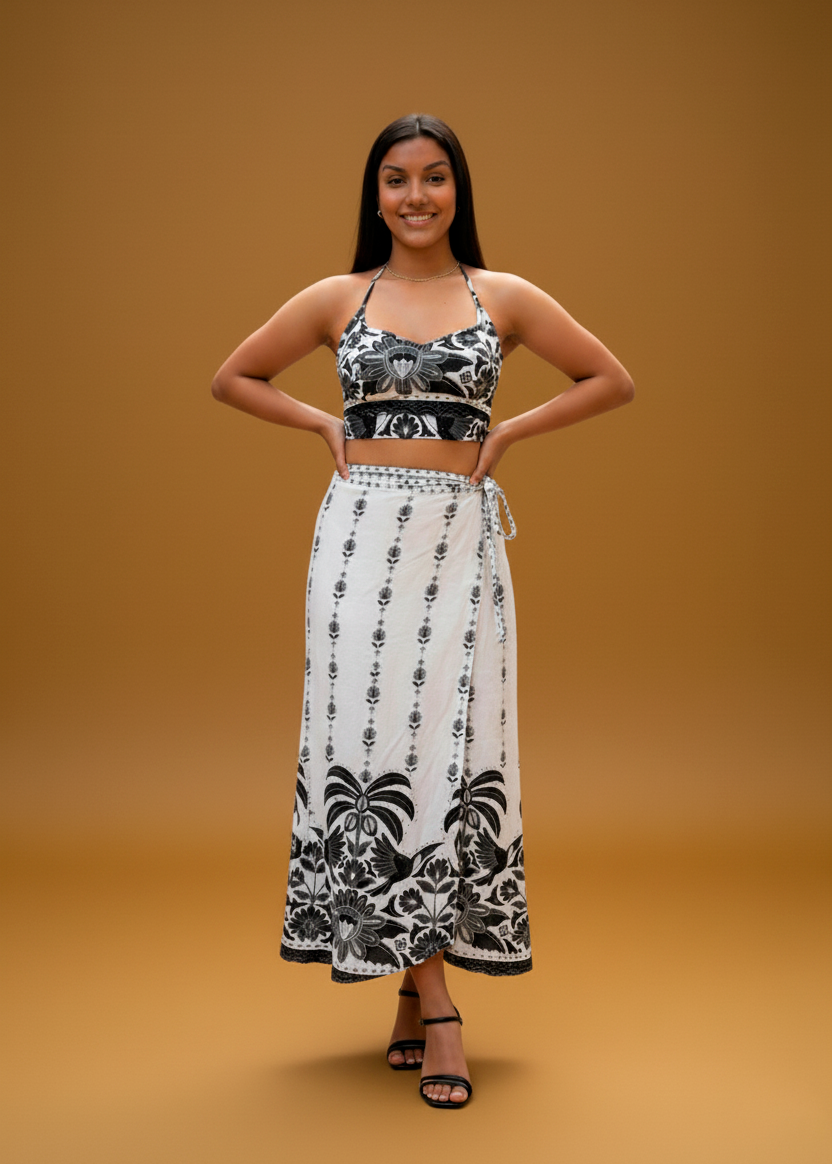 Conjunto Midi Estampa P&B