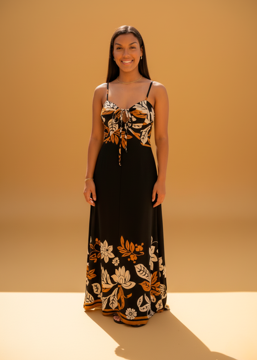 Vestido Maxi Preto Terracota