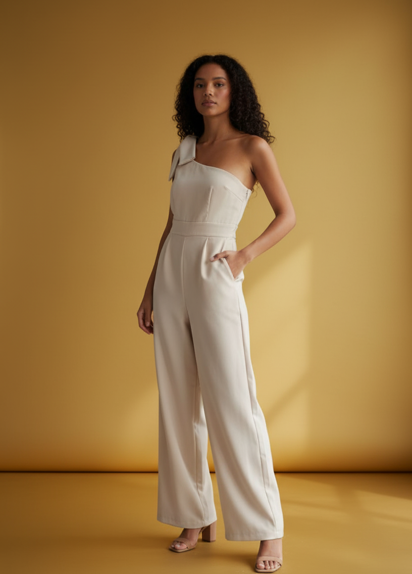 Macacão Ombro Único Off-White