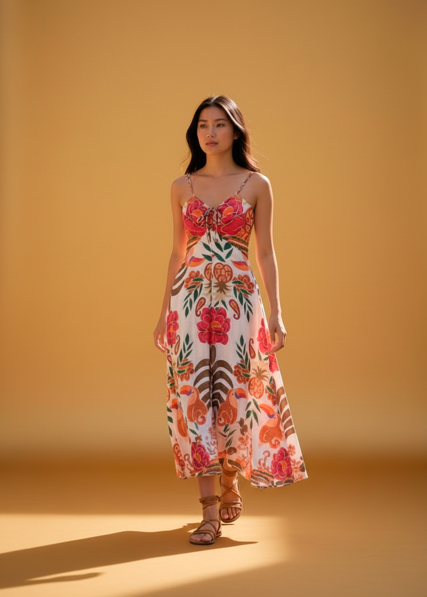 Vestido Midi Estampa Floral